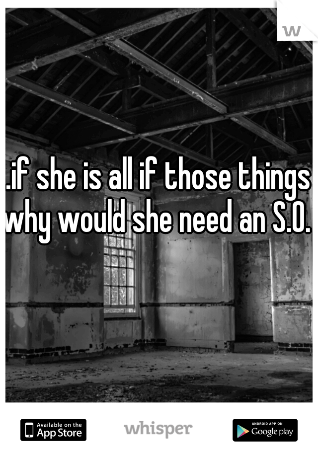 ...if she is all if those things why would she need an S.O.?