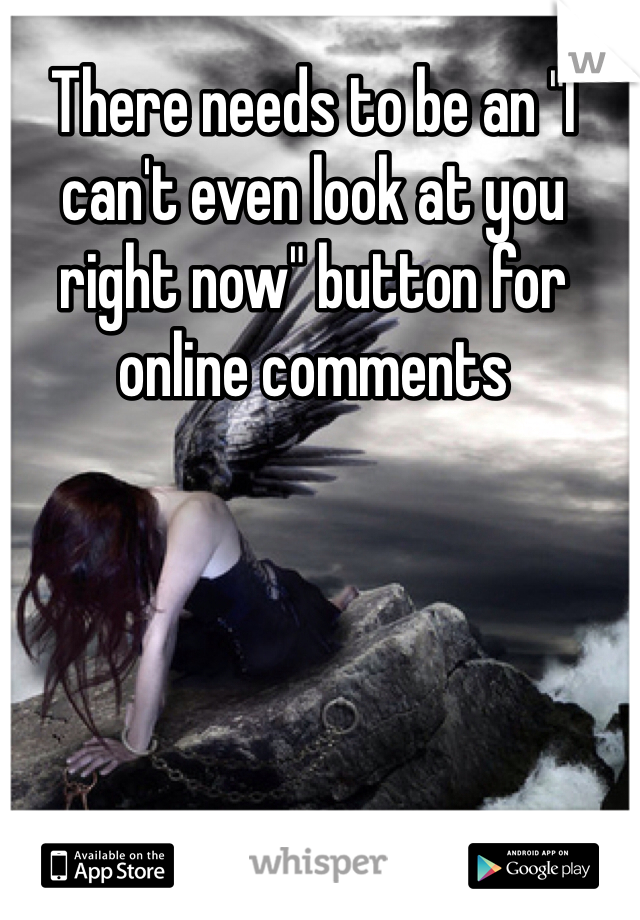 There needs to be an "I can't even look at you right now" button for online comments