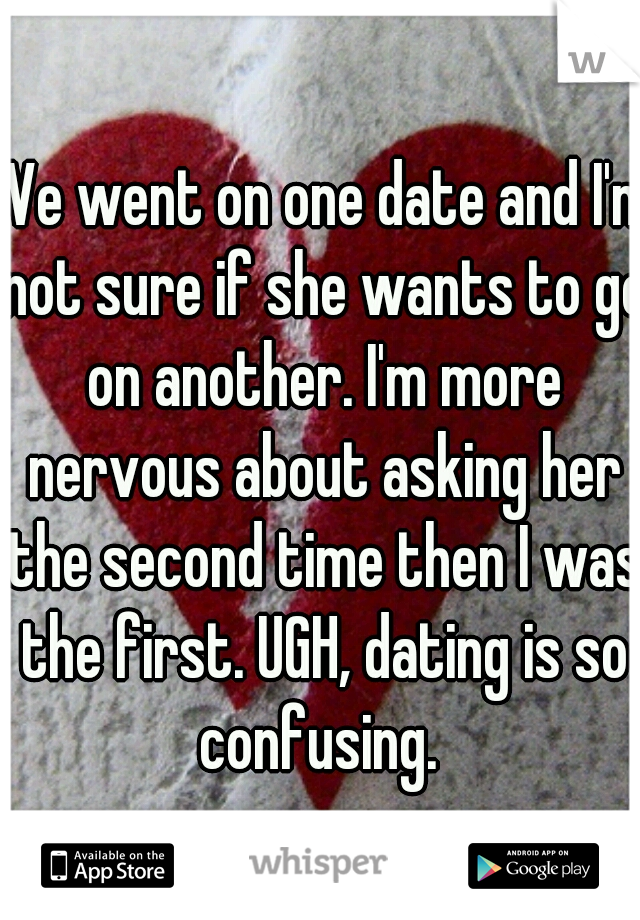 We went on one date and I'm not sure if she wants to go on another. I'm more nervous about asking her the second time then I was the first. UGH, dating is so confusing. 