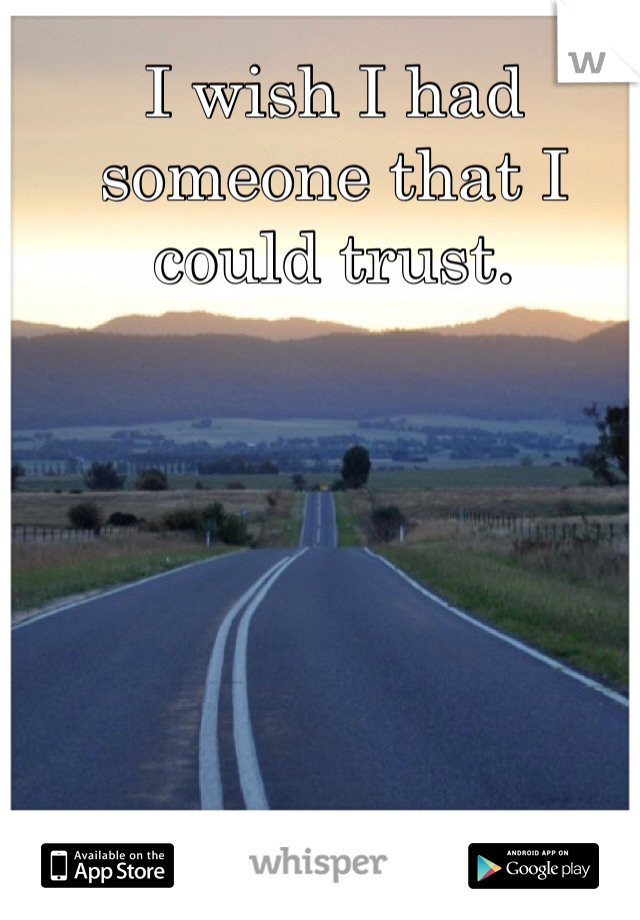 I wish I had someone that I could trust. 