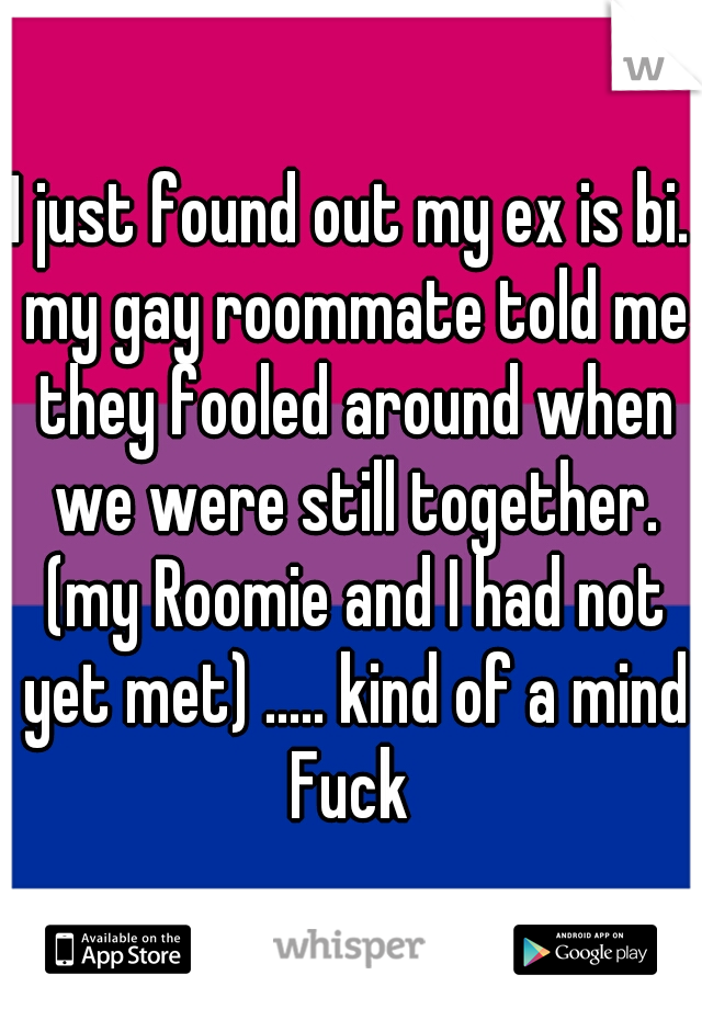 I just found out my ex is bi. my gay roommate told me they fooled around when we were still together. (my Roomie and I had not yet met) ..... kind of a mind Fuck 