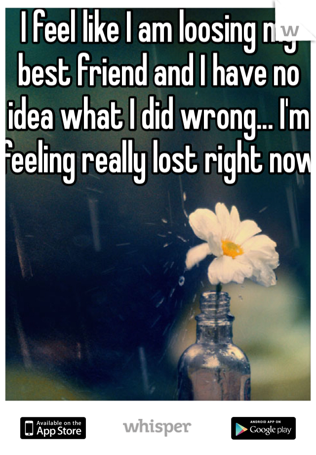 I feel like I am loosing my best friend and I have no idea what I did wrong... I'm feeling really lost right now