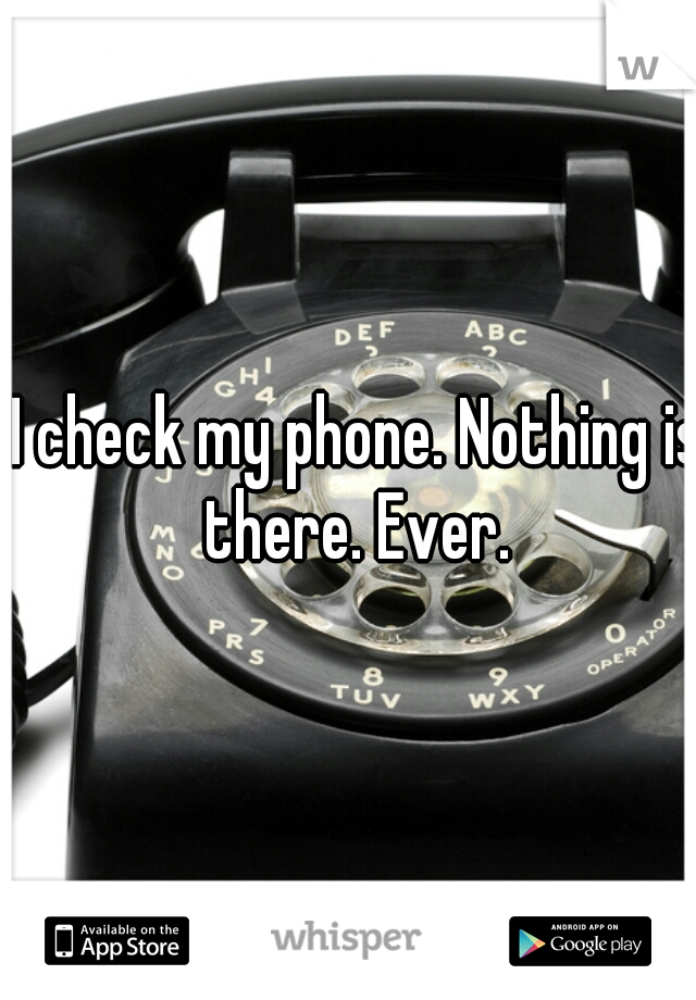 I check my phone. Nothing is there. Ever. 