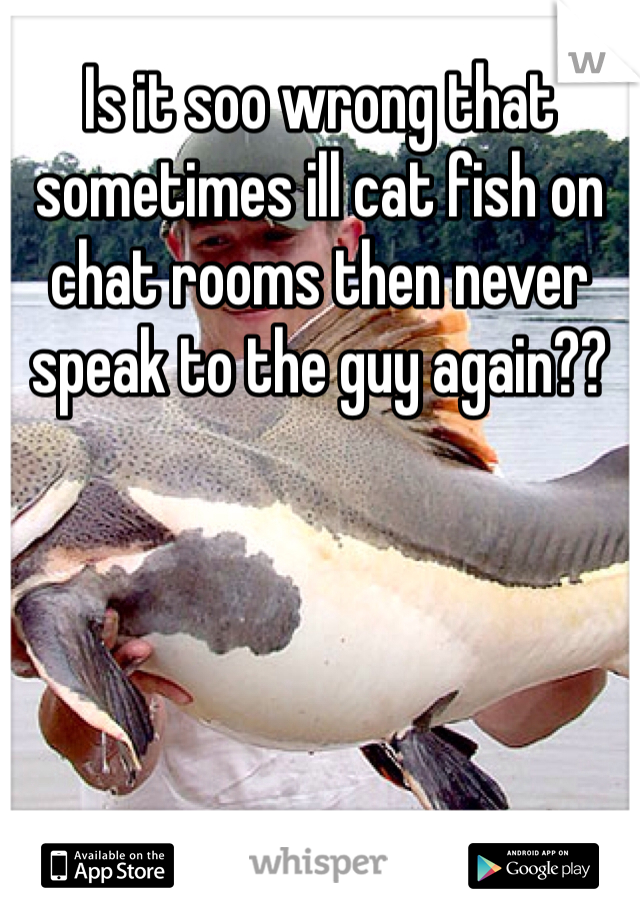 Is it soo wrong that sometimes ill cat fish on chat rooms then never speak to the guy again?? 