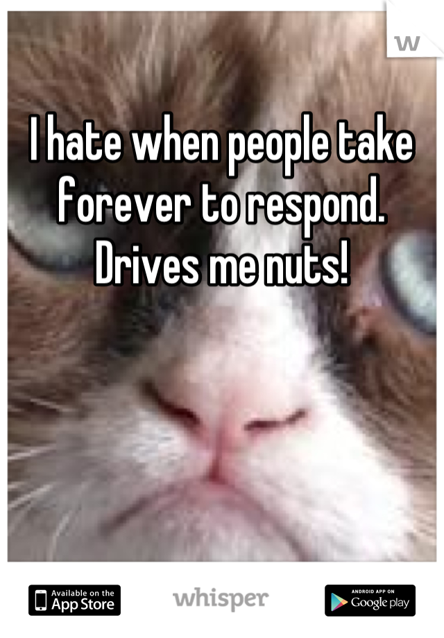 I hate when people take forever to respond. Drives me nuts!