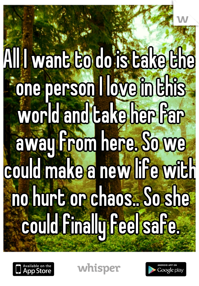 All I want to do is take the one person I love in this world and take her far away from here. So we could make a new life with no hurt or chaos.. So she could finally feel safe.