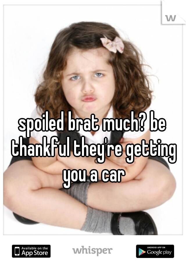 spoiled brat much? be thankful they're getting you a car