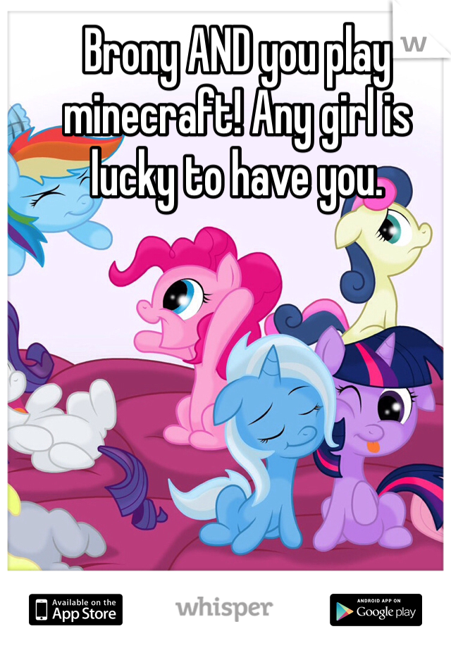 Brony AND you play minecraft! Any girl is lucky to have you.