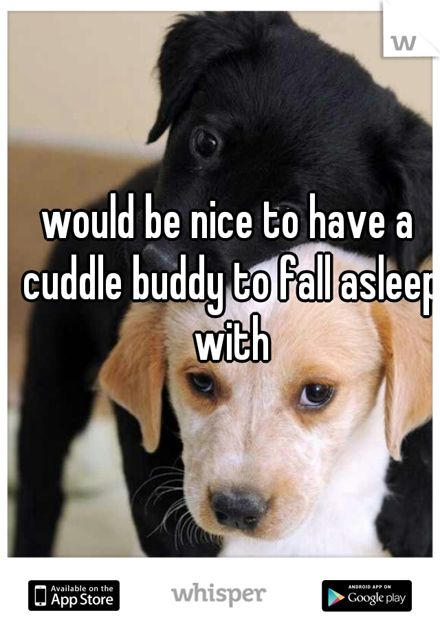 would be nice to have a cuddle buddy to fall asleep with