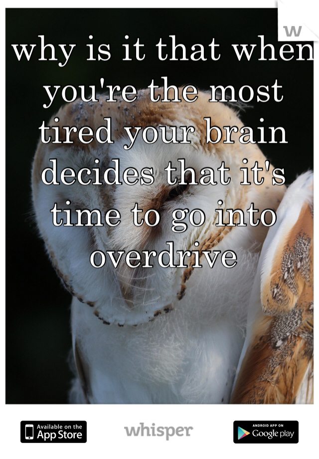 why is it that when you're the most tired your brain decides that it's time to go into overdrive