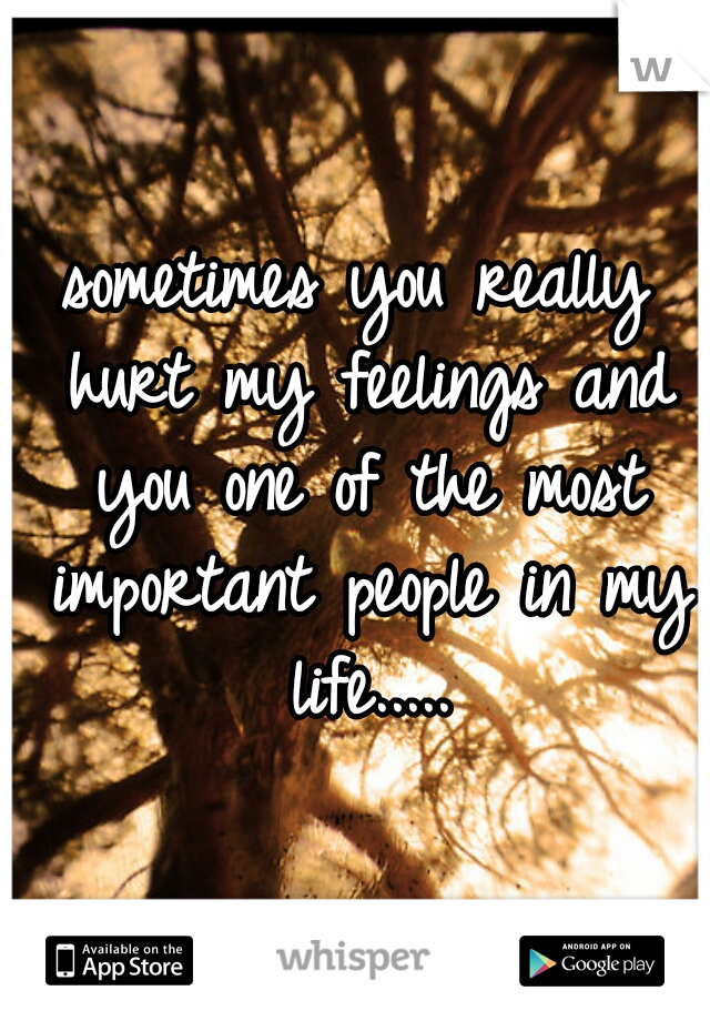 sometimes you really hurt my feelings and you one of the most important people in my life.....