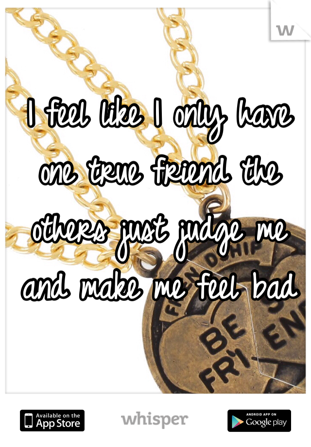 I feel like I only have one true friend the others just judge me  and make me feel bad 