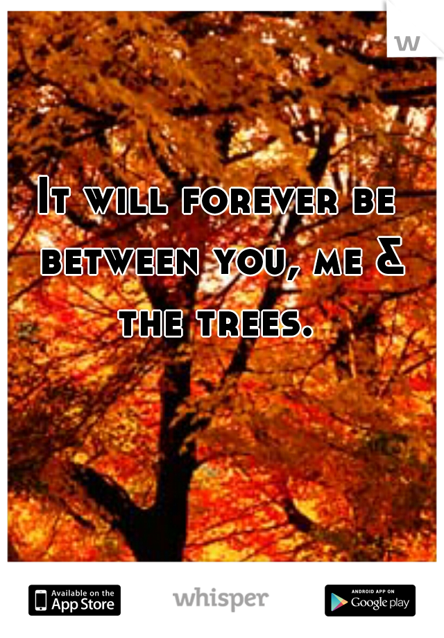 It will forever be between you, me & the trees. 