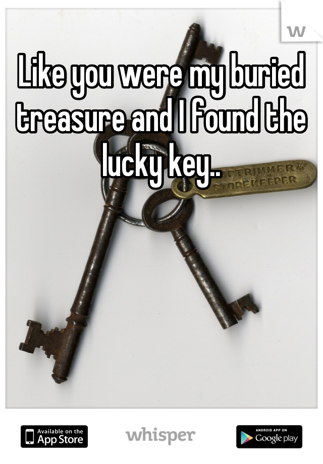 Like you were my buried treasure and I found the lucky key..