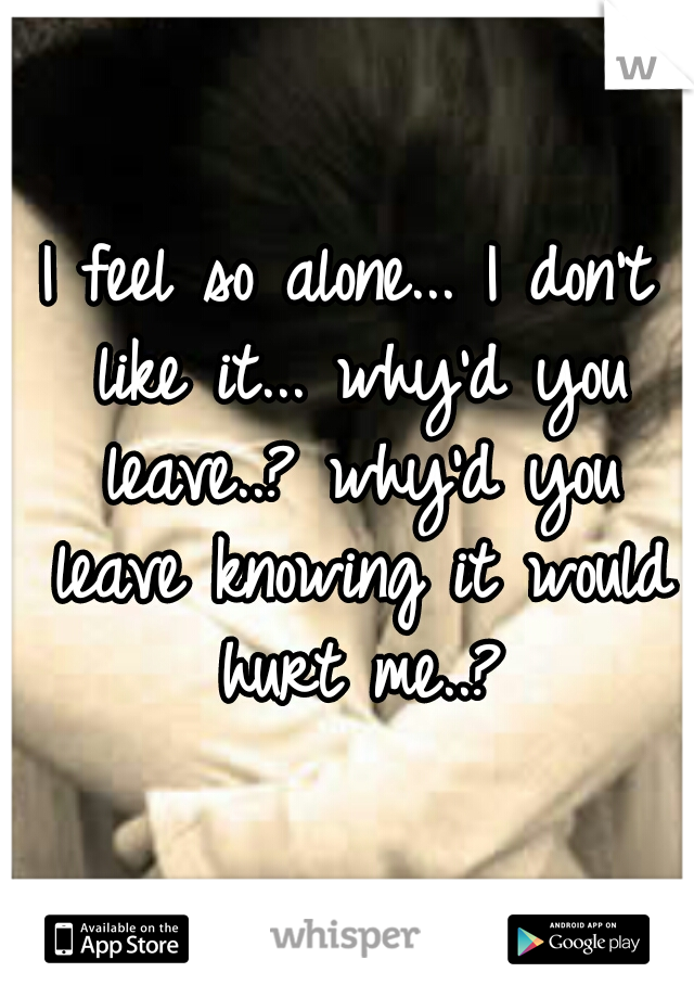 I feel so alone... I don't like it... why'd you leave..? why'd you leave knowing it would hurt me..?