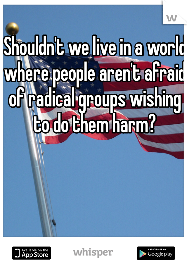 Shouldn't we live in a world where people aren't afraid of radical groups wishing to do them harm?