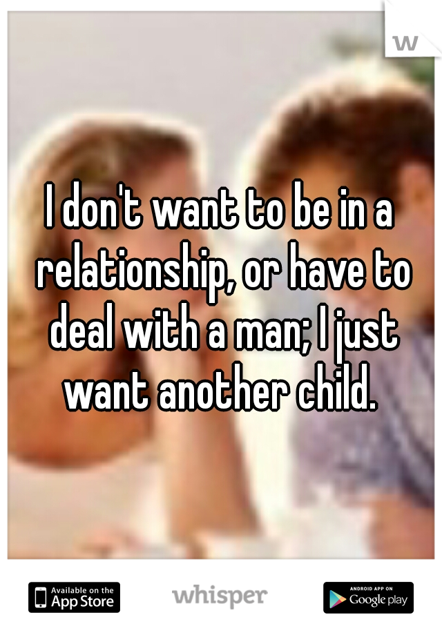 I don't want to be in a relationship, or have to deal with a man; I just want another child. 