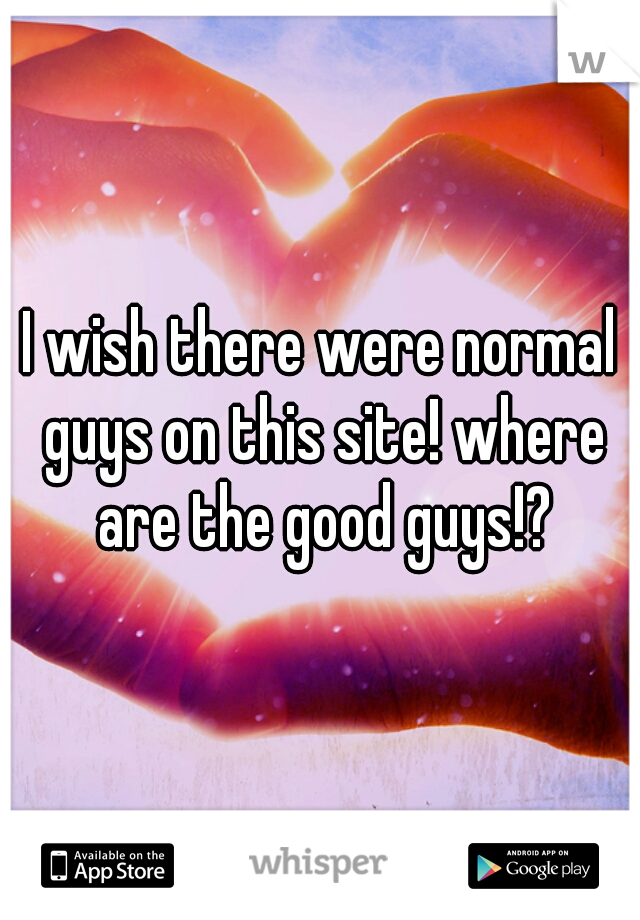 I wish there were normal guys on this site! where are the good guys!?