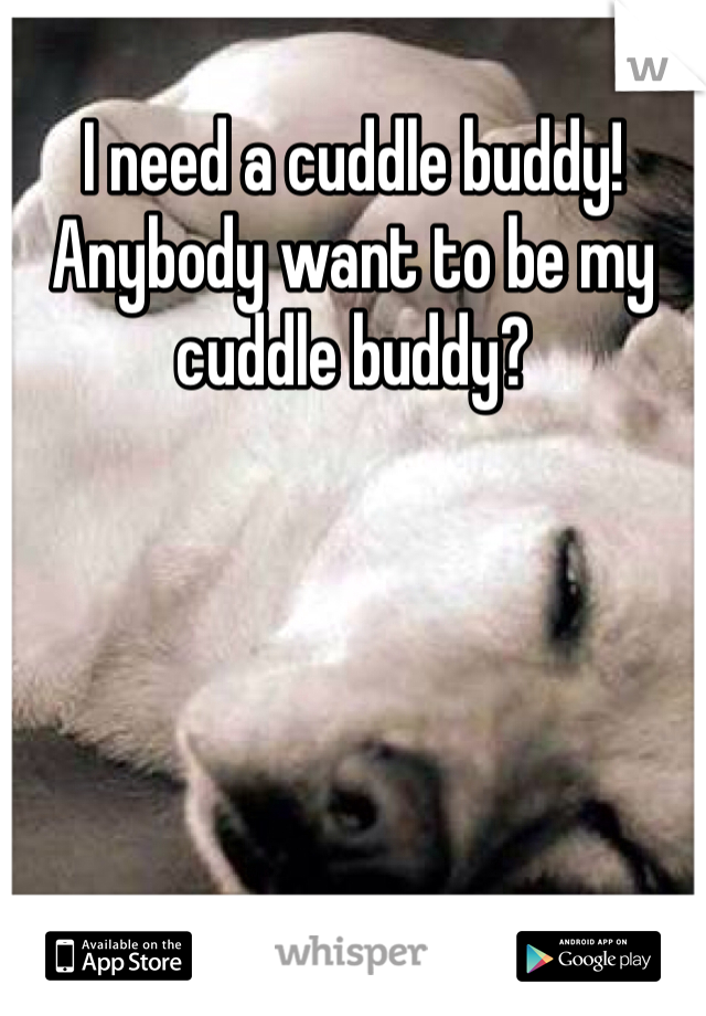 I need a cuddle buddy! 
Anybody want to be my cuddle buddy?