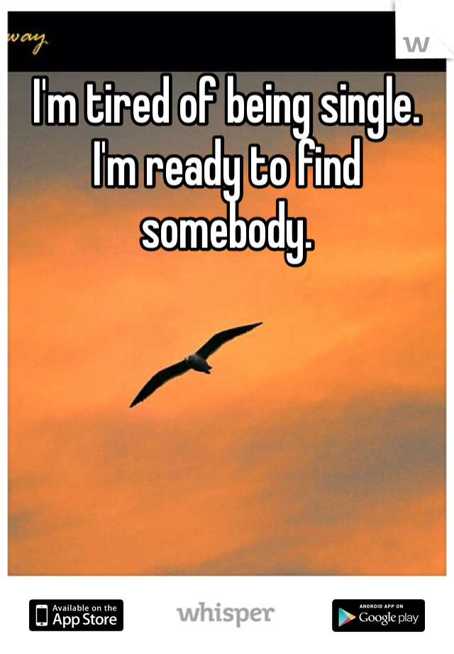I'm tired of being single. I'm ready to find somebody. 