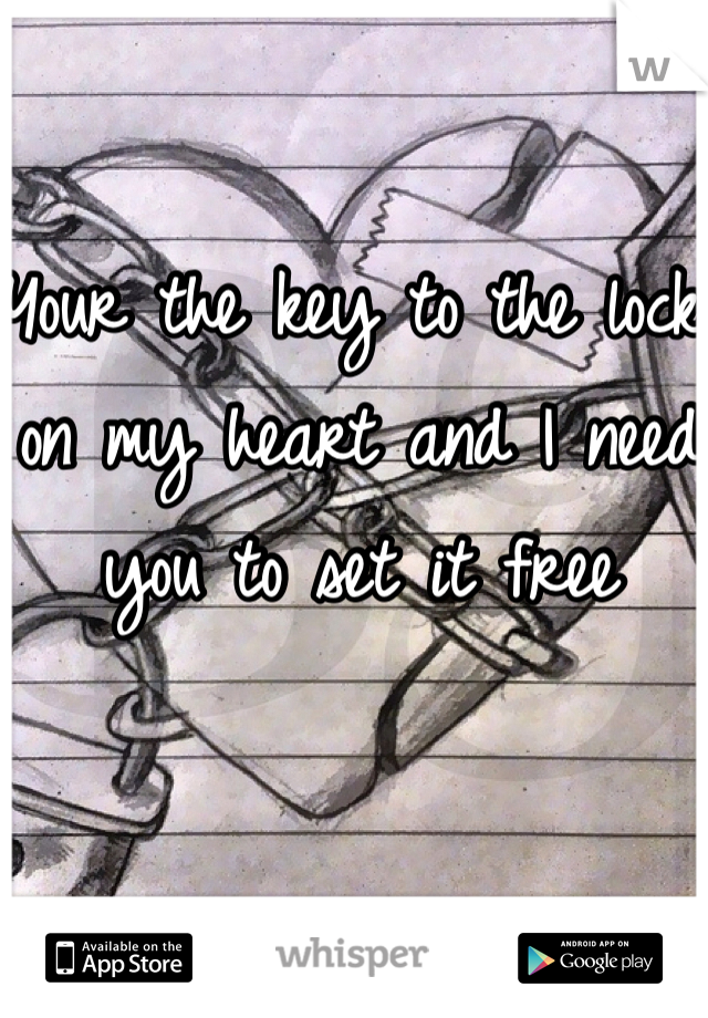 Your the key to the lock on my heart and I need you to set it free