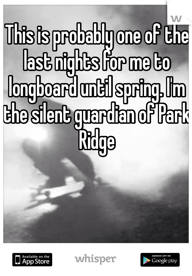 This is probably one of the last nights for me to longboard until spring. I'm the silent guardian of Park Ridge