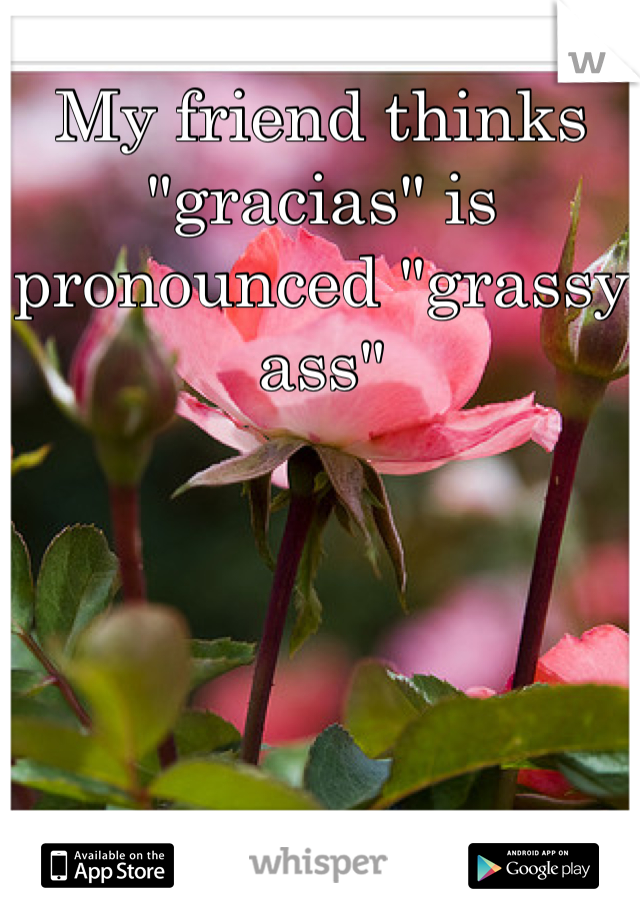My friend thinks "gracias" is pronounced "grassy ass"