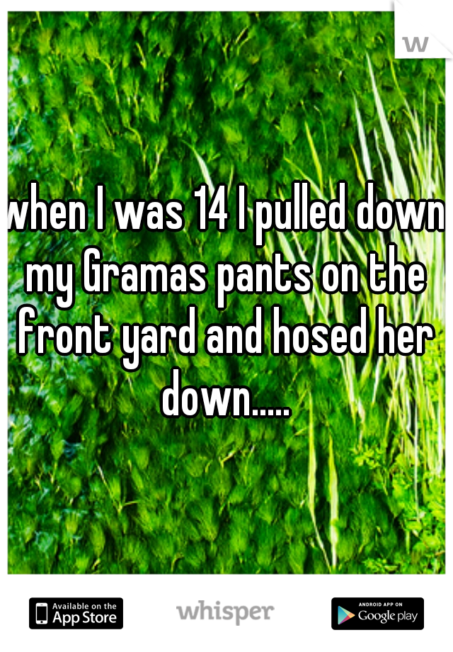 when I was 14 I pulled down my Gramas pants on the front yard and hosed her down.....