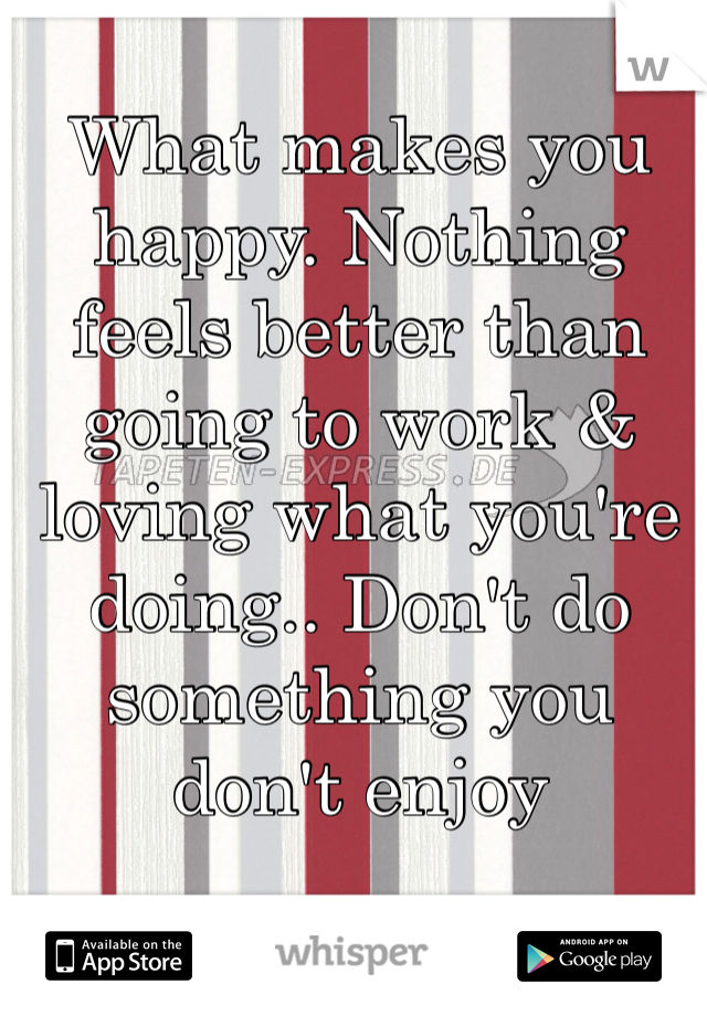 What makes you happy. Nothing feels better than going to work & loving what you're doing.. Don't do something you don't enjoy 
