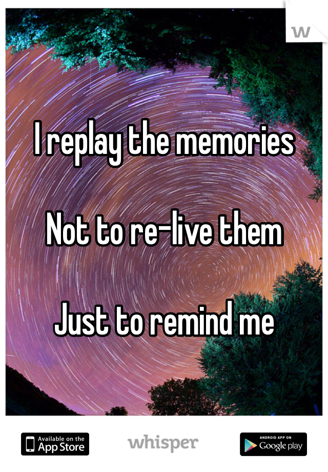 I replay the memories 

Not to re-live them 

Just to remind me 
