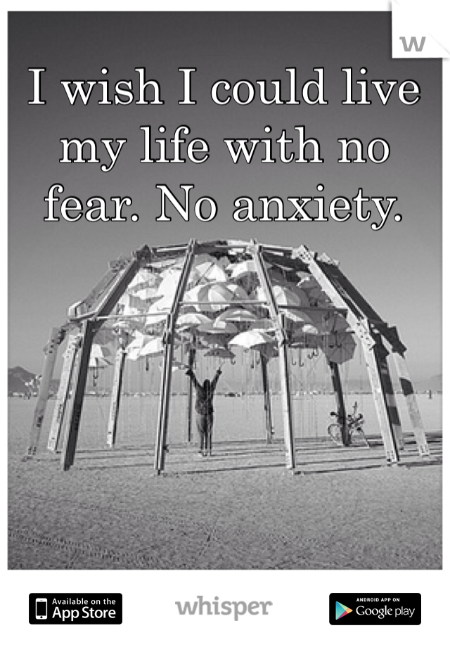 I wish I could live my life with no fear. No anxiety.