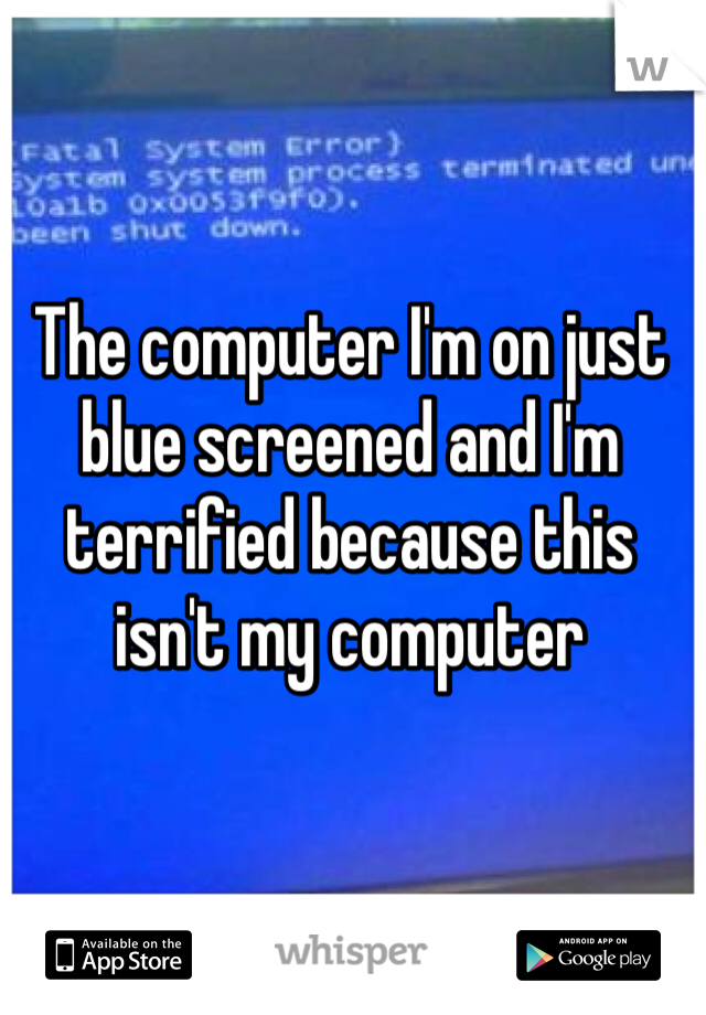 The computer I'm on just blue screened and I'm terrified because this isn't my computer