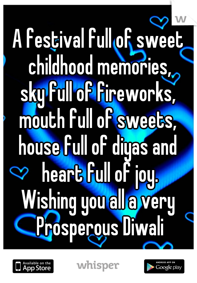 A festival full of sweet childhood memories,
sky full of fireworks,
mouth full of sweets,
house full of diyas and heart full of joy.
Wishing you all a very Prosperous Diwali