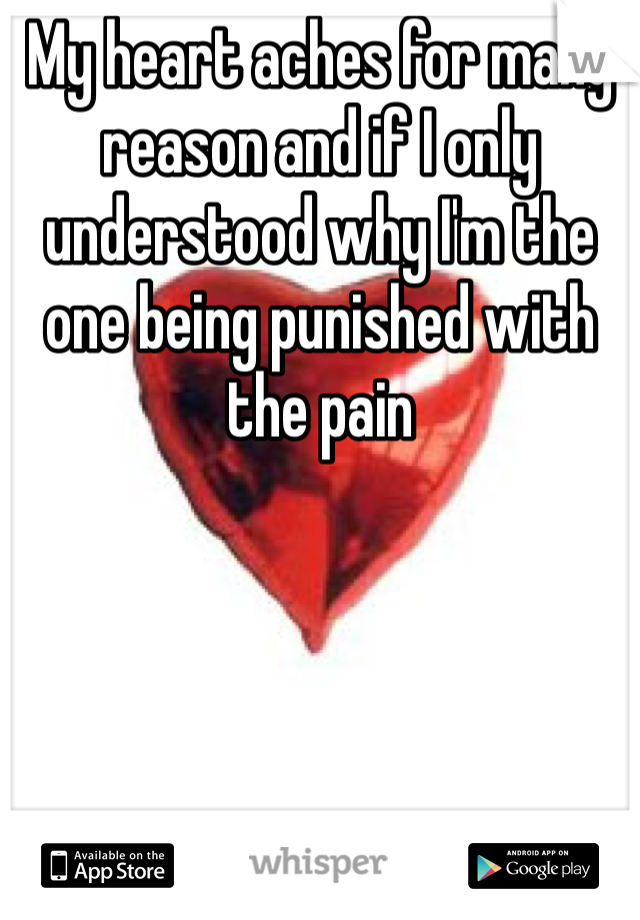 My heart aches for many reason and if I only understood why I'm the one being punished with the pain