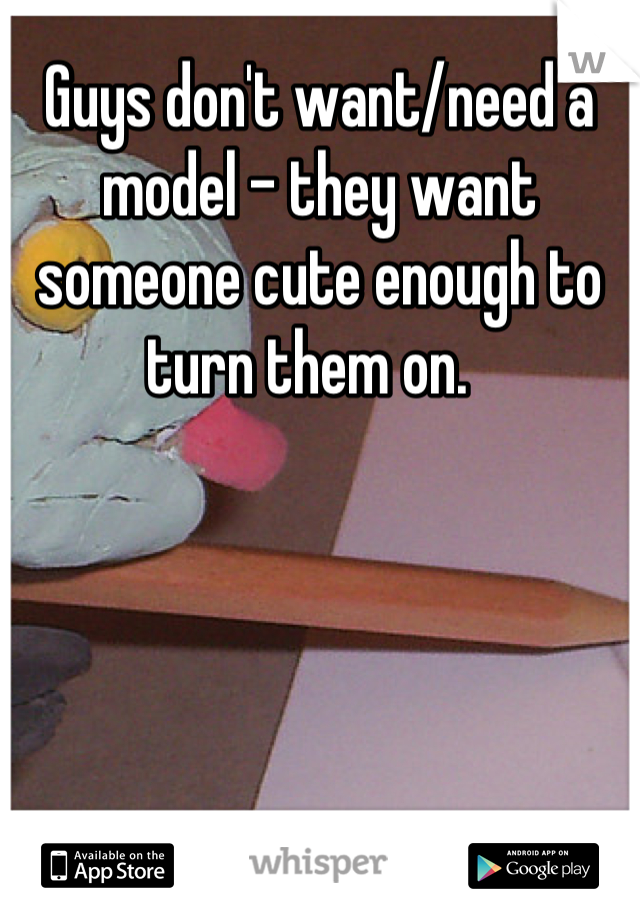 Guys don't want/need a model - they want someone cute enough to turn them on.  