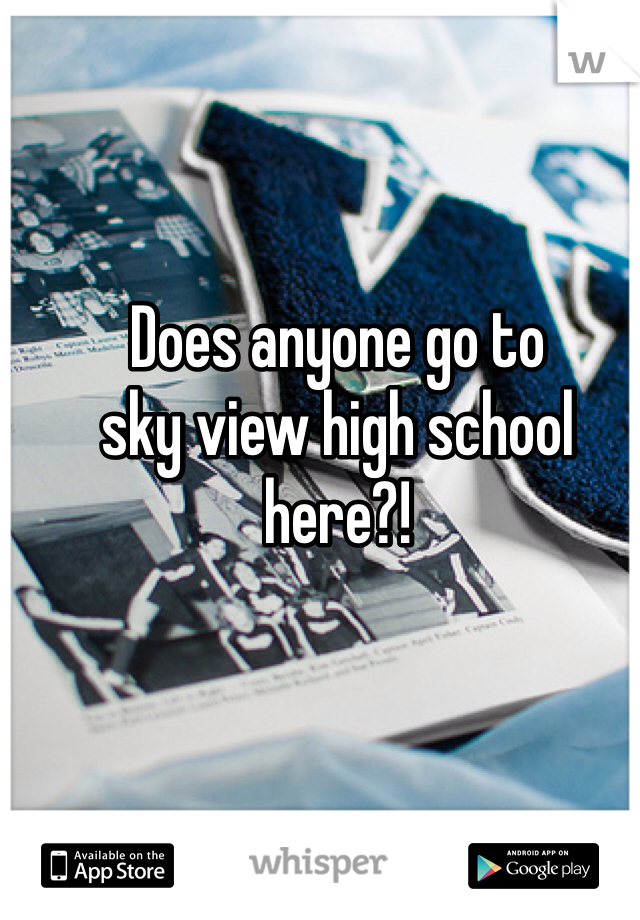 Does anyone go to 
sky view high school here?!