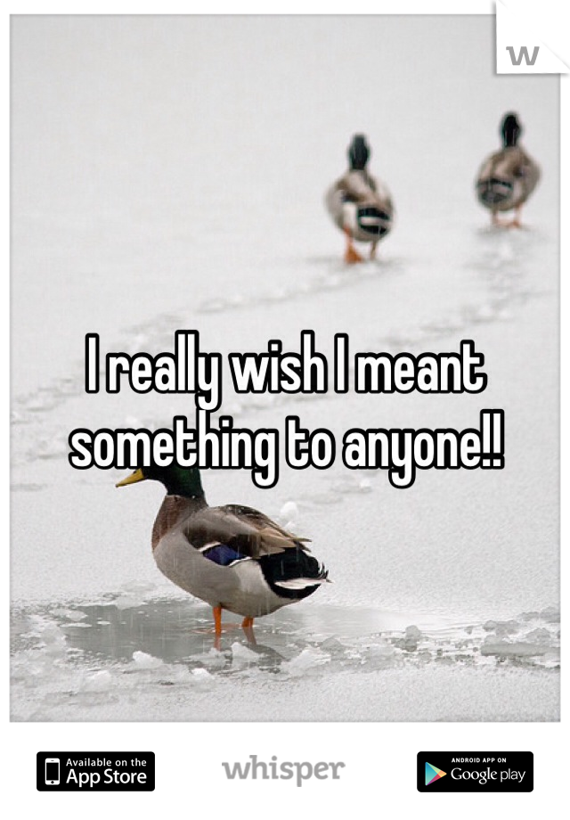 I really wish I meant something to anyone!! 