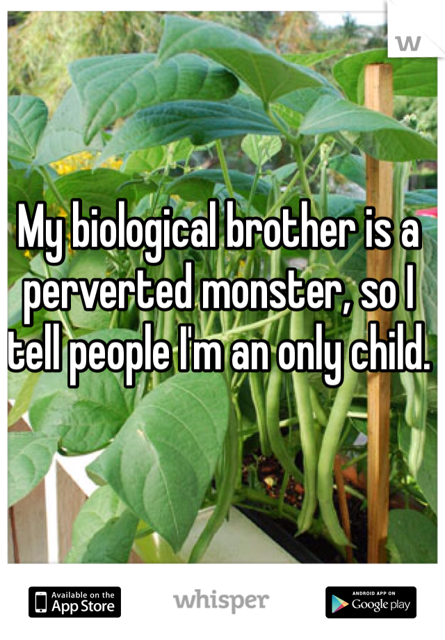 My biological brother is a perverted monster, so I tell people I'm an only child.