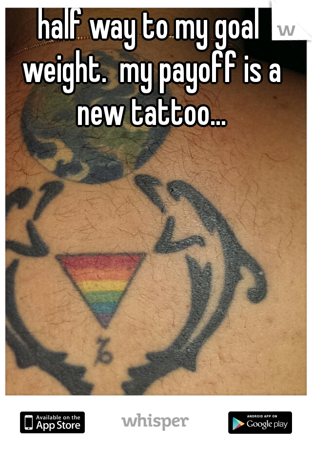 half way to my goal weight.  my payoff is a new tattoo...