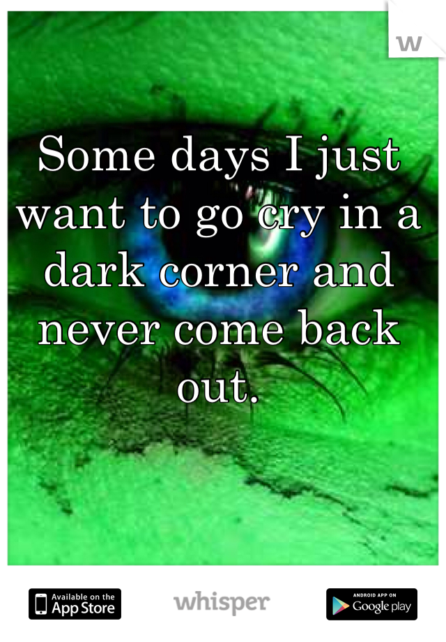Some days I just want to go cry in a dark corner and never come back out. 
