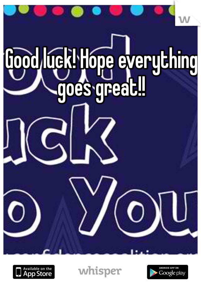 Good luck! Hope everything goes great!!