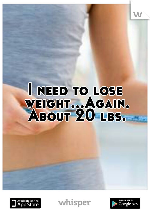 I need to lose weight...Again. About 20 lbs.