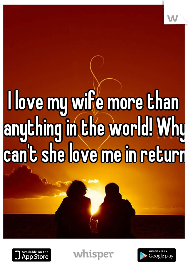 I love my wife more than anything in the world! Why can't she love me in return?