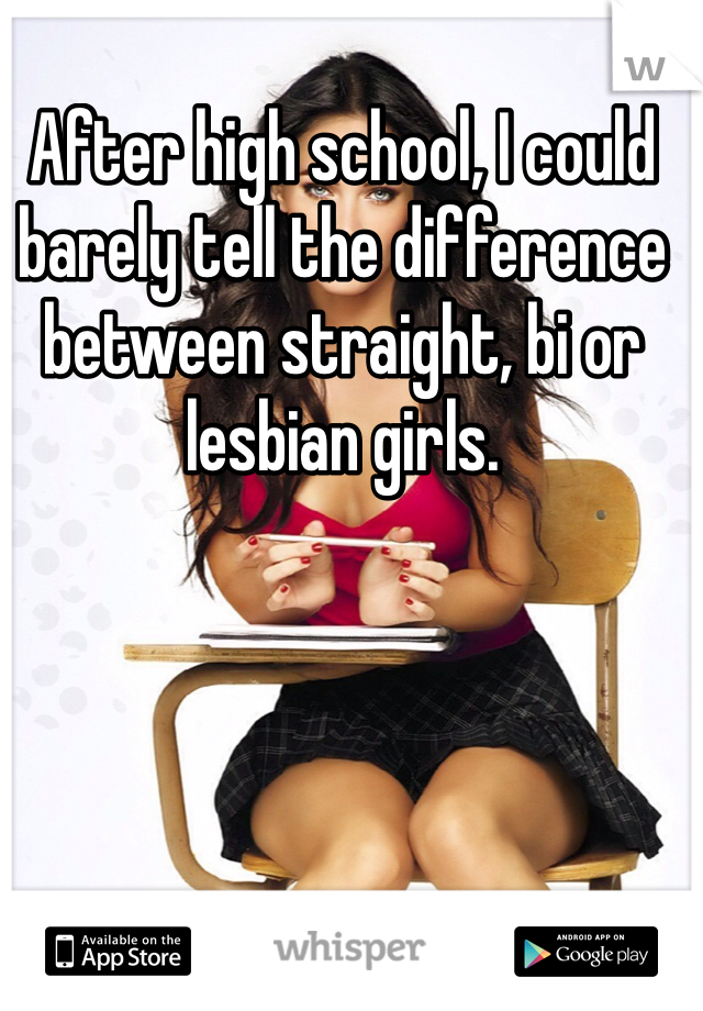 After high school, I could barely tell the difference between straight, bi or lesbian girls.