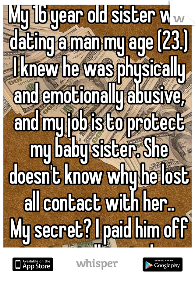 My 16 year old sister was dating a man my age (23.) 
I knew he was physically and emotionally abusive, and my job is to protect my baby sister. She doesn't know why he lost all contact with her..
My secret? I paid him off to stop talking to her.