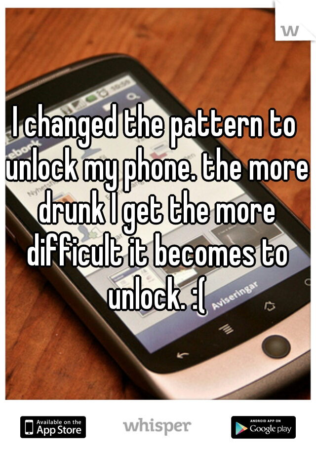 I changed the pattern to unlock my phone. the more drunk I get the more difficult it becomes to unlock. :(
