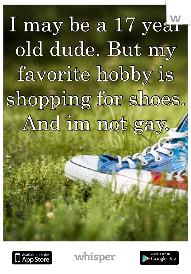 I may be a 17 year old dude. But my favorite hobby is shopping for shoes. And im not gay.