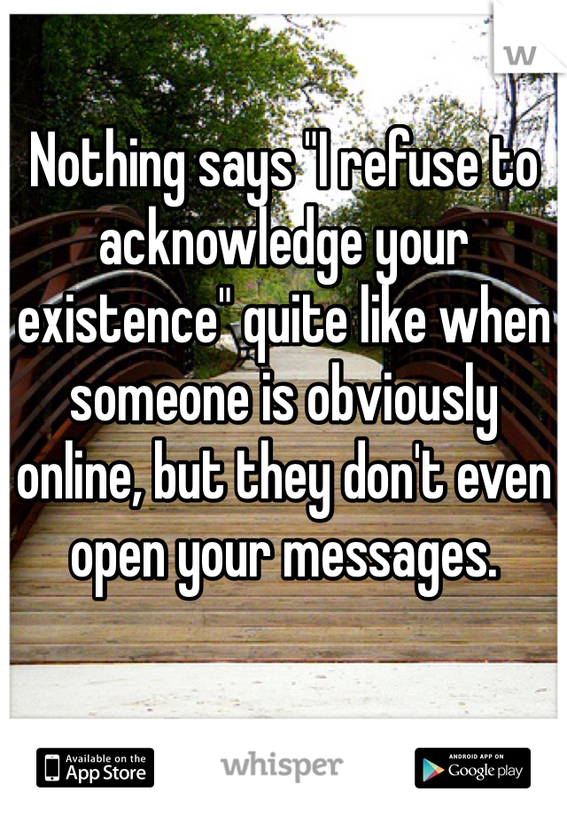 Nothing says "I refuse to acknowledge your existence" quite like when someone is obviously online, but they don't even open your messages.