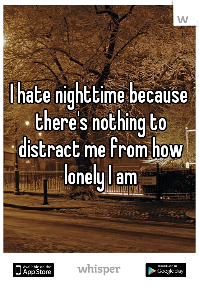 I hate nighttime because there's nothing to distract me from how lonely I am