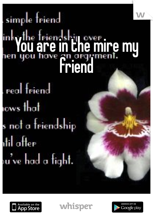 You are in the mire my friend